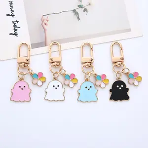 Custom Cartoon Cute Enamel Zinc Alloy Keychain Halloween Ghost Keychain Colorful Hanging Fun Women Keys Storage Ornament Pendant