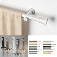 Support mural cylindrique moderne en aluminium pour tringle à rideaux, finition nickel brossé, laiton antique, bronze canon, 6 styles