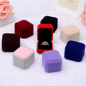Wholesale Luxury Velvet Jewelry <b>Ring</b> <b>Box</b> Custom Logo Square Velvet Material Various Styles for Storage Jewellery Gift Package - Product Image 3