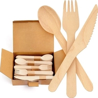 Vente flash : Ensemble de couverts jetables en bambou écologiques, conçus sur mesure, avec couteau, fourchette et cuillère biodégradables pour des fêtes au style simple
