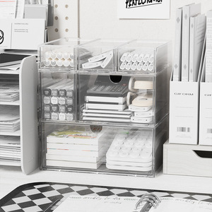 Desktop Multi Functional Cosmetic <b>Storage</b> Box Transparent <b>Drawer</b> Type <b>Stackable</b> Multi Layer Skincare Organizer - Product Image 1
