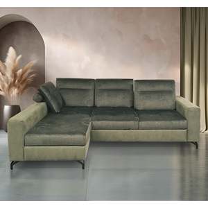 Divano ITACA con Chaise Longue Sinistra e Schienale Scorrevole in Tessuto Verde - Product Image 1