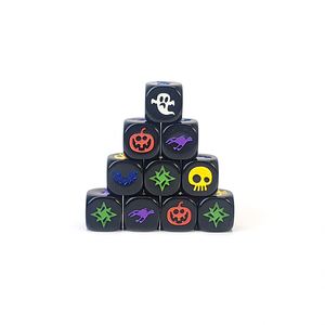 Dados de Calabaza de Halloween Negros de Acrílico de 16 mm con Grabado Personalizado, Estilo Hueco, para Juegos de Mesa - Product Image 4