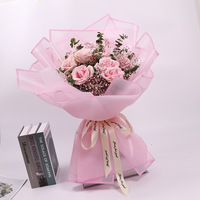 Papier d'emballage pour bouquet de fleurs en polyester coréen rose, imperméable, imprimé, papier d'emballage cadeau pour fleurs