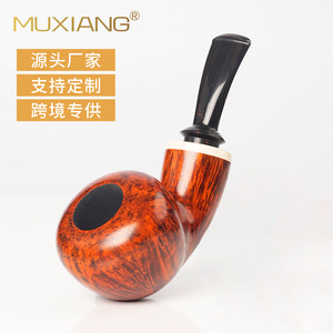 Muxiang Briarwood Smoking Pipe Bent Type Tobacco Pipe With Cumberland Mouthpiece For Men - Product Image 4