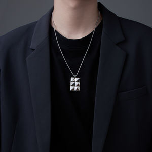 Collana con Ciondolo Quadrato in Titanio Punk Hip Hop di Alta Qualità per Uomo - Product Image 4