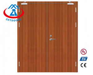 ZHTDOORS Fournisseur 30 Minutes simple feuille interne coupe-feu en bois <span class=keywords><strong>Double</strong></span> <span class=keywords><strong>porte</strong></span> d'entrée d'urgence Old Fashion EN Standard - Product Image 5