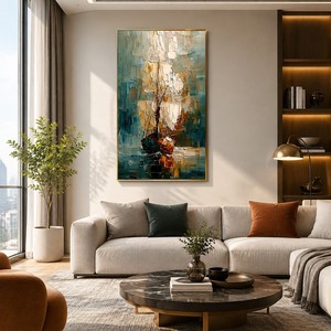 <span class=keywords><strong>Peinture</strong></span> murale sur toile acrylique <span class=keywords><strong>abstraite</strong></span> dorée peinte à la main, paysage marin avec <span class=keywords><strong>voilier</strong></span>, <span class=keywords><strong>peinture</strong></span> texturée 3D pour la décoration du salon, du bureau ou de l'hôtel - Product Image 6
