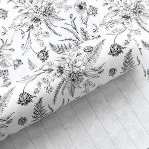 Original Black And White Berry Floral <b>Pattern</b> Gift Wrapping <b>Paper</b> Art <b>Paper</b> Coated Offset Printing Roll For Gift Packaging - Product Image 2