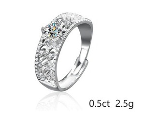 Vendita di Fabbrica: Anello Regolabile in Moissanite <span class=keywords><strong>D</strong></span> VVS1 GRA 0,5 Carati Taglio Rotondo, Design Vintage Raffinato per Coppie, Regalo per Innamorati - Product Image 6