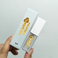 Contenants carrés en PETG de 5 ml pour huile à lèvres, noir, rose, blanc, avec logo personnalisé, tubes de brillant à lèvres avec grand applicateur et grande brosse