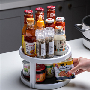 Organizzatore da cucina pigro antiscivolo in plastica a 2 livelli giradischi di 360 gradi portaspezie con armadio a 360 gradi per dispensa - Product Image 4