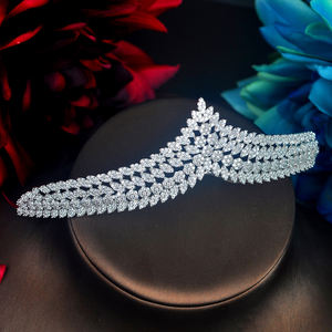 HIBRIDE gran oferta mejor calidad mujer dama de honor corona Tiara peine boda accesorios para el cabello moda diadema joyería 2017 - Product Image 3