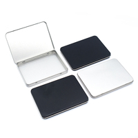 Boîte en étain mince plate scellée de haute qualité Boîte en étain de cachette en métal Tabac faux cils Boîte en étain en métal avec couvercle à charnière noir argent