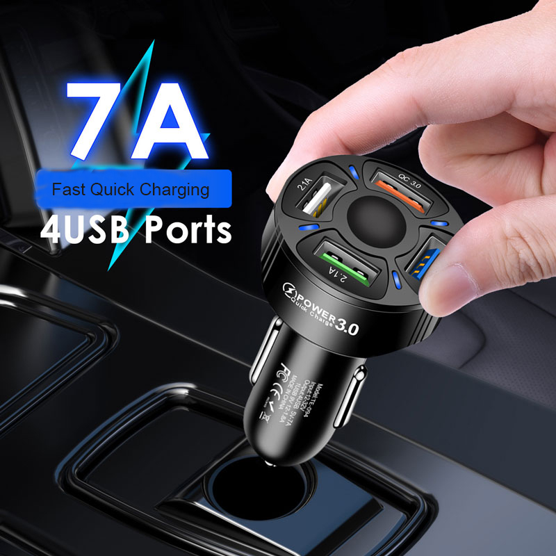 Universal 35W Car Charger 32V Quick Charging 4 USB Car Mobile Cellphone Charger Station Car USB Charger Adapter