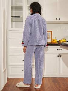 الأكثر مبيعًا بيجامة جاكار نسائية طقم بيجامة خريف وشتاء دافئ خصر مرن لطيف شيري تحت عنوان بيجامة فتاة حلوة قماش ناعم - Product Image 6