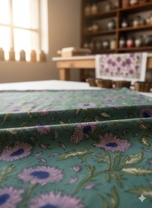 <b>Hot</b> Sale Floral Hand Block Print Cotton Fabric Cambric Running Textile for Apparel Home Decor - Product Image 2