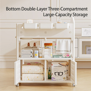 Stazione Cambio Pannolini Tutto-in-Uno, <span class=keywords><strong>Fasciatoio</strong></span> Mobile con Armadietto Portaoggetti per Neonati - Product Image 3