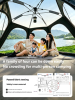 Tente de camping pliable portable, tente automatique 2-en-1 imperméable et épaissie pour le camping en plein air