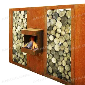 Wood Burning Fireplace Corten Steel Indoor Outdoor Wood Burning Stove Fireplace