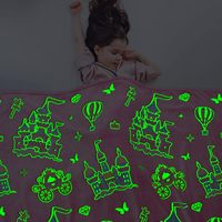 Couverture douce et lumineuse pour enfants, motif étoile et lune, qui brille dans le noir, couverture fluorescente et moelleuse pour lit