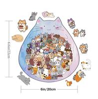 Puzzle en bois pour chat, formes irrégulières et haute difficulté, pour cadeaux, ornements décoratifs et cadres photo en acrylique