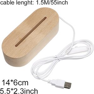 Lampe de nuit moderne 3D à LED alimentée par USB 5V avec base en bois et lumière blanche chaude à intensité variable pour la décoration de la chambre - Product Image 2