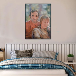 Arte Original hecho a mano 100% pintura al óleo estilo moderno hombre y esposa Retrato Sobre lienzo para el hogar o Villa Hotel decoración de la pared de la habitación - Product Image 3