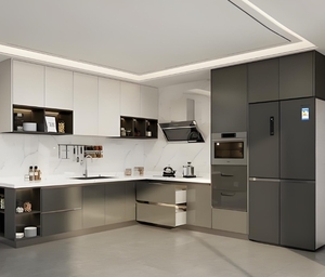 Venta al por mayor gabinetes de cocina modernos personalizados gabinetes de cocina modulares de madera montados en la pared para Villa buen precio - Product Image 1