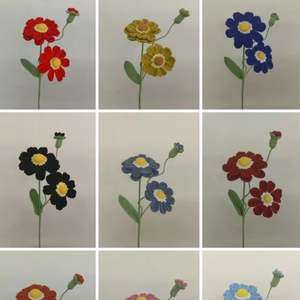 2024 SY fait à la main tricoté fleurs décoratives plantes artificiel blanc Phalaenopsis papillon orchidée <span class=keywords><strong>Zinnia</strong></span> Elegans Crochet - Product Image 2