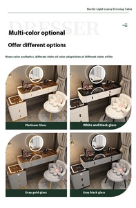 Coiffeuse de chambre à coucher de style nordique de luxe Éclairage <span class=keywords><strong>LED</strong></span> intelligent Chargement <span class=keywords><strong>sans</strong></span> <span class=keywords><strong>fil</strong></span> Miroir éclairé à panneau de marbre MDF solide - Product Image 6