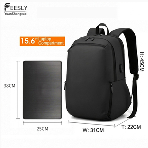 Sac à dos professionnel pour ordinateur portable 15 pouces, style minimaliste, avec port USB, en polyester imperméable, motif géométrique, style décontracté, poignée souple pour garçons - Product Image 2