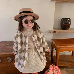 Auf lager Schlussverkauf Winter Babywolle Sherpa-Jacke warme Kinder Vlies Rundhalsausschnitt dicke Kinder Vlies Karden Mantel