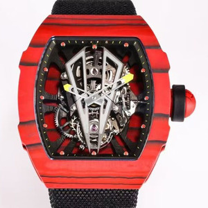 Montre-bracelet squelette ultra-légère pour homme, classique, de luxe, best-seller, avec aiguilles lumineuses, tourbillon, en fibre de carbone TPT, de forme barre - Product Image 1