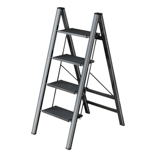 Scala Pieghevole Moderna in Acciaio Nero - Certificata EN131 - Sgabello Domestico e Supporto per Piante Decorativo - Design Sottile Salvaspazio - Product Image 1