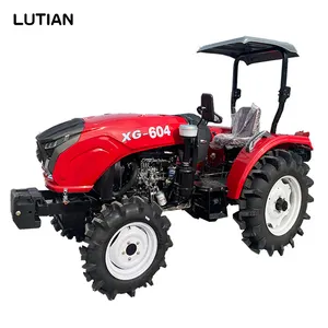LUTIAN traktor pertanian taman kecil mini, traktor pertanian kebun kecil 50hp 60hp 70hp warna hitam roda merah