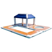 Île flottante gonflable Coral Club Shade Canopy, plateforme ronde stable en EVA, salon aquatique modulaire pour la détente en groupe