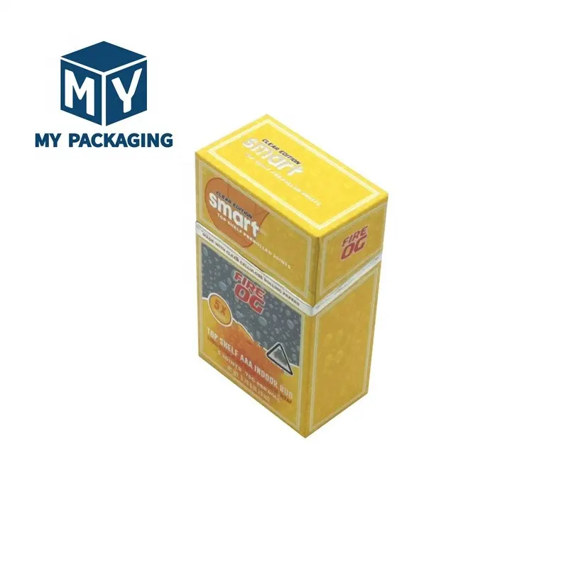 Paquet de 5 cigarettes au design personnalisé Boîtes rigides à fermeture magnétique et à couvercle rabattable Emballage en rouleau avec allumettes dans une boîte résistante aux enfants