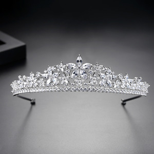 LUOXIN moda circón boda corona flor desfile real tiaras lujo nupcial accesorios para el cabello - Product Image 4