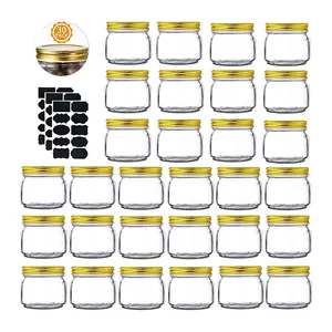 Vendita calda 50ml rotondo trasparente alto vetro borosilicato marmellata bottiglia di gelatina di spezie sottaceto miele caviale barattolo di vetro con coperchi in metallo