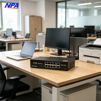 Commutateur PoE AI 10 ports 8GE+2GE Gigabit 1000Mbps 6KV Protection contre la foudre 250m AI Watchdog 22Gbps pour caméra IP CCTV