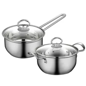 Hot Selling Rvs Keuken Kookgerei 2 Delige Set Pot Multifunctionele Soep Pot Keuken Set Met Glazen Afdekking Voor Keuken