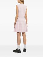 Robe Leduo personnalisée pour femme, rose pâle, sans manches, col rond, tricot texturé, décorée de cristaux, coupe trapèze, longueur au-dessus du genou