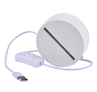 Lampe de chevet LED moderne noire et blanche, base en acrylique, alimentée par piles, lumière circulaire 3D pour chambre à coucher