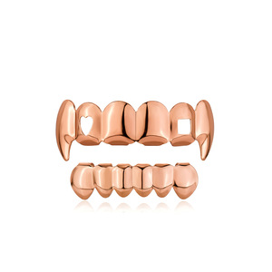 Grillz Hip Hop de Oro, Plata y Oro Rosa con Forma de Corazón, Unisex, para Uso Diario - Product Image 4