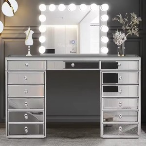 Coiffeuse de luxe <span class=keywords><strong>blanche</strong></span> Dwoo avec tiroir, structure robuste, miroir grand format haut de gamme pour chambre moderne - Product Image 5