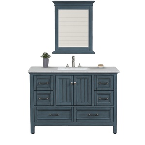 Luxurious Transitional Antique Blue Floor <b>Standing</b> Bathroom Vanity Made in Vietnam - Product Image 1