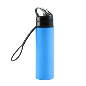 Bouteille d'eau pliable en silicone de haute qualité, logo personnalisé, sans BPA, intelligente, pour vélo, écologique, camping, 600 ml - Product Image 4