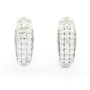 Женские серьги-кольца со сверкающими бриллиантами из белого золота 18 К 14 к 9 к