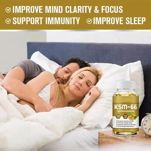 Compléments alimentaires bio purs à base d'extrait d'ashwagandha KSM-66 pour le soulagement du stress, extrait de racine d'ashwagandha, capsules d'ashwagandha KSM-66 - Product Image 3